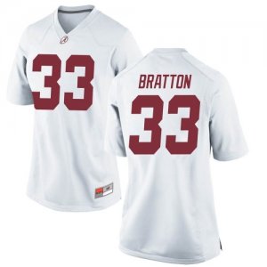 Women's Alabama Crimson Tide #33 Jackson Bratton White Replica NCAA College Football Jersey 2403HAAU1